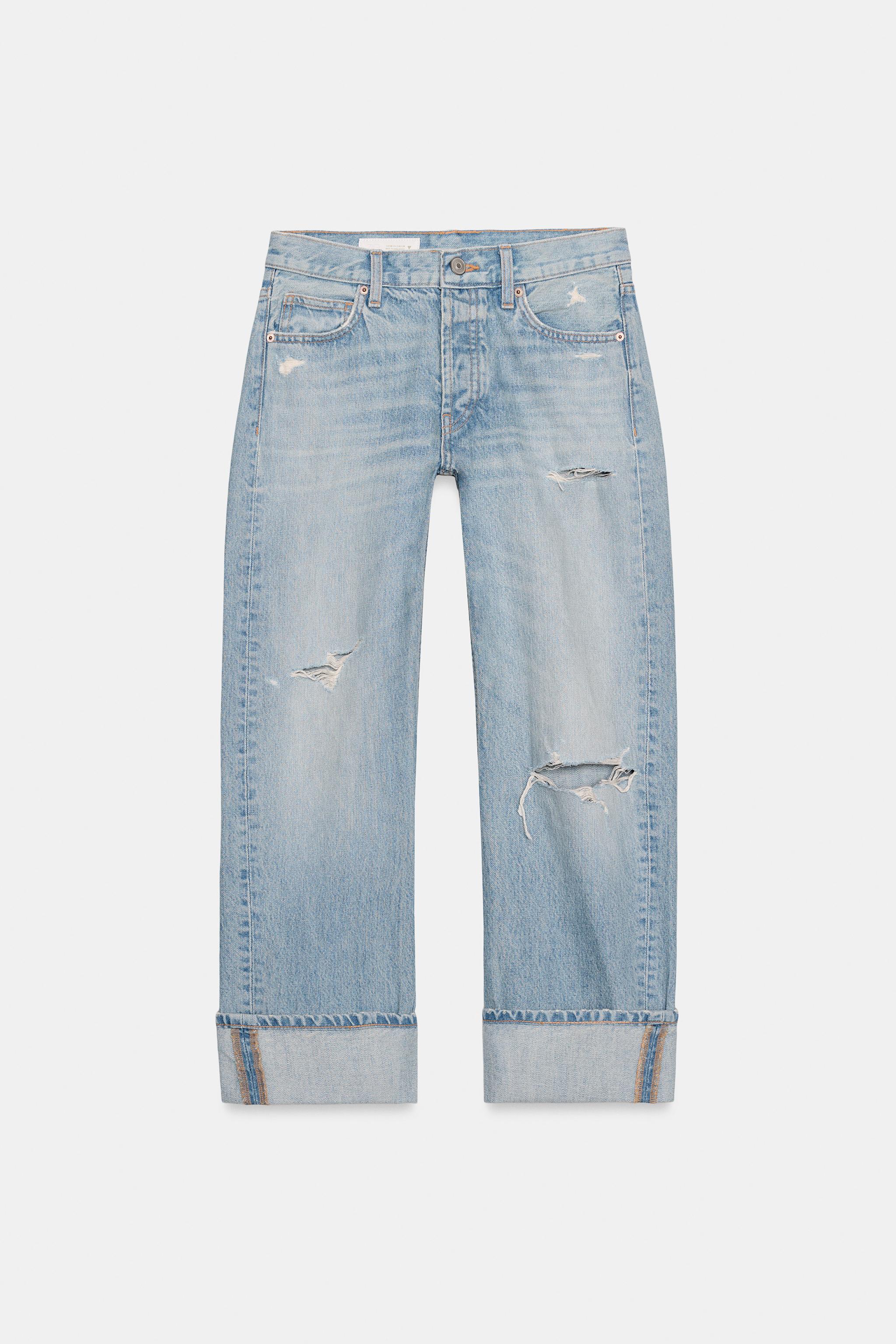 TRF MID-RISE FOLD-UP STRAIGHT LEG JEANS
